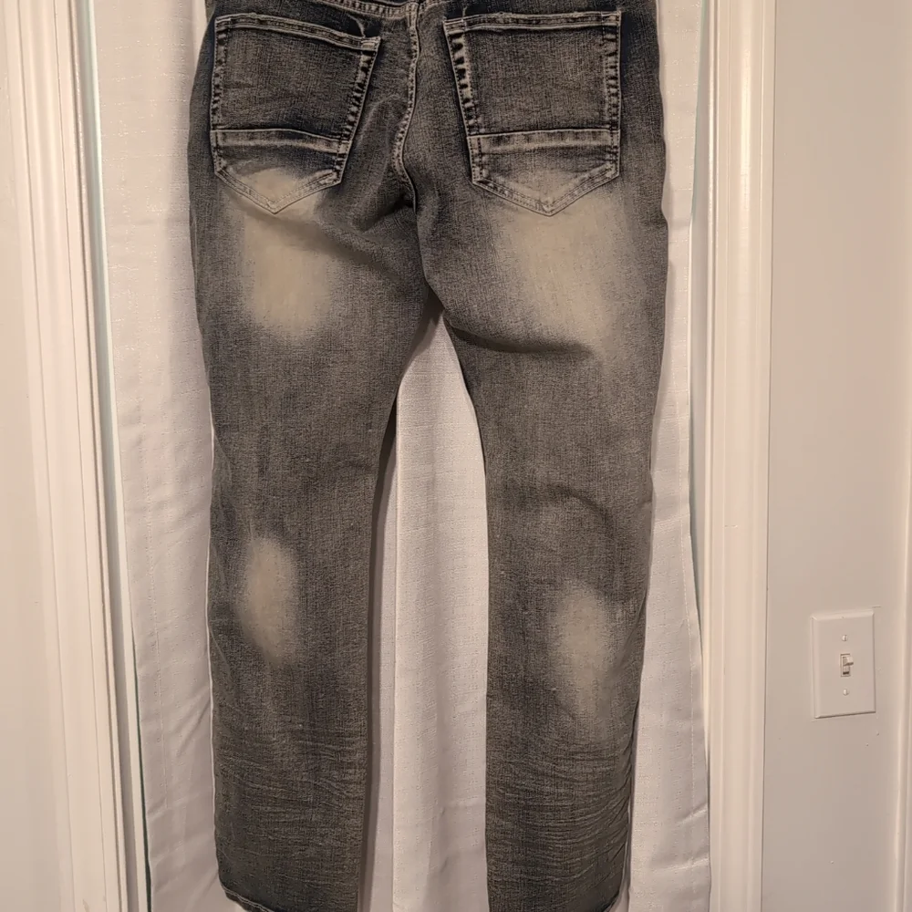 Blind Trust Men's‎ Straight Leg Distressed Jeans Blue & White Stripes Size 34/32